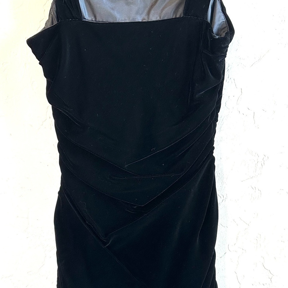 Vintage Oscar de la Renta Black Velvet Ruched Sides Bow Straps Formal Dress Sz S - Picture 9 of 17